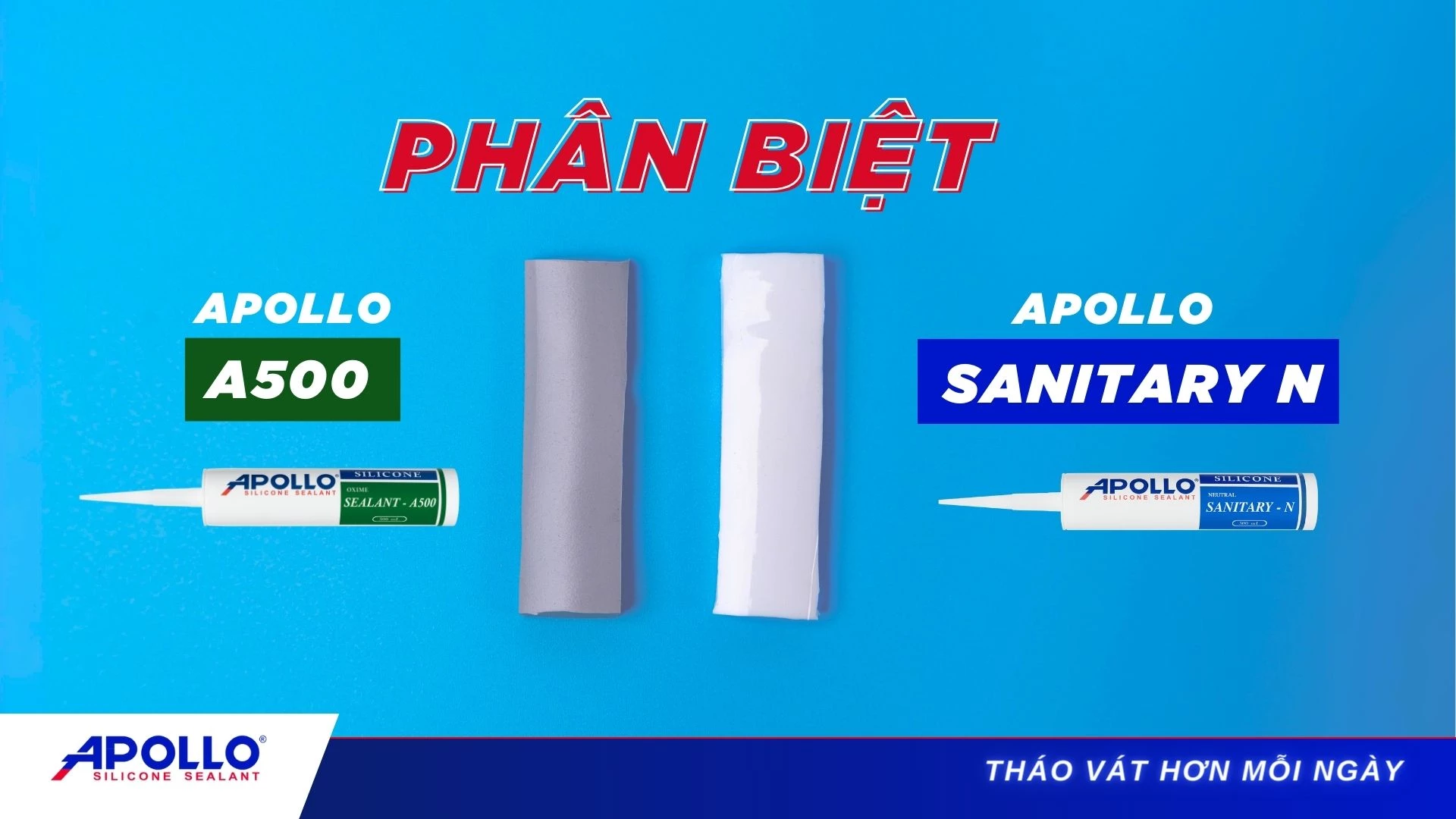 So sánh 2 loại keo: Apollo Sanitary-N và Apollo Silicone A500 | Tháo vát hơn mỗi ngày